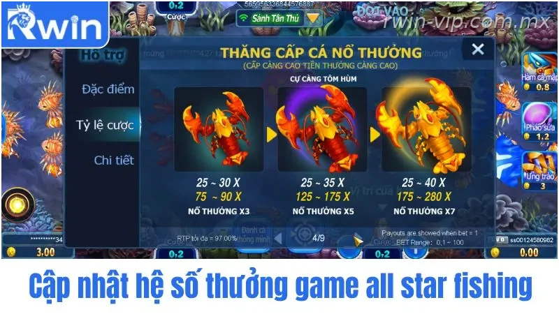 Hệ số thưởng game bắn cá